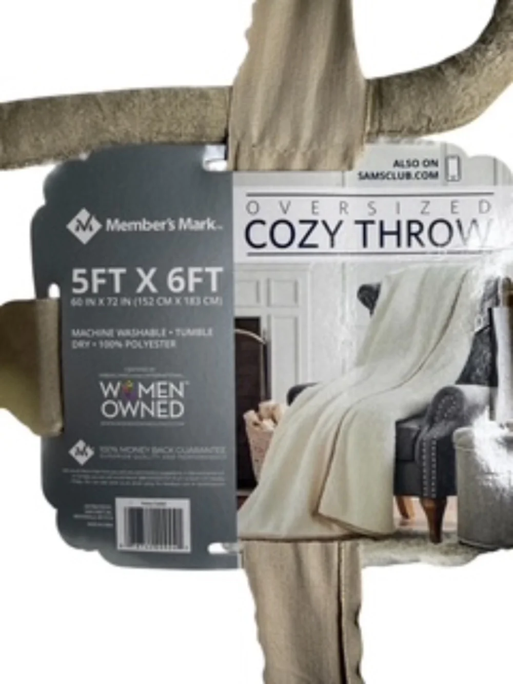 NWOT Member's Mark Cozy Cream/Tan Oversized Throw